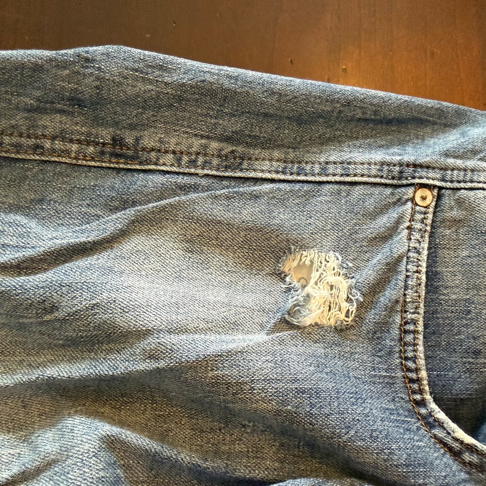 Anthropologie Blue Wide Leg Jeans Sz 30 distressed clean great Capsule Wardrobe - Picture 10 of 12